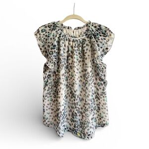 🗽Leopard Print Ruffle Sleeve Top Loft Shimmer Animal Print Ruffle Shell Blouse